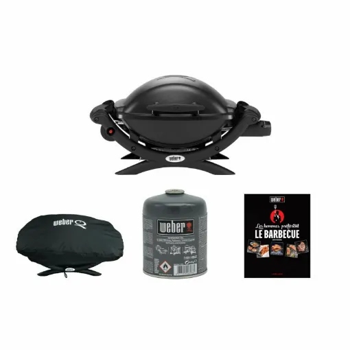 Picture of Pack WEBER Gas barbecue Q1000 Black - one gas cartridge - one waterproof protective cover - one recipe book