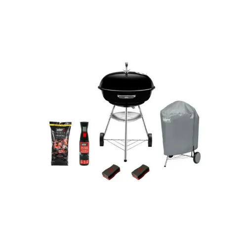 Picture of Weber Compact Kettle Charcoal Barbecue Pack 57 cm Black - cover - charcoal 10kg - cleaner 300ml - sponges 2pcs