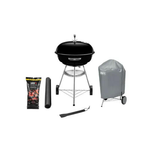 Picture of Weber Compact Kettle Charcoal Barbecue Pack 57 cm Black - cover - charcoal 10kg - protective mat - bowl scraper