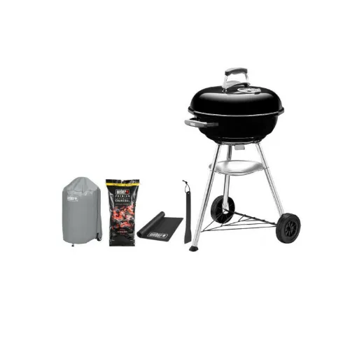 Picture of Pack Weber Charcoal Barbecue Compact Kettle 47 cm Black - cover - charcoal 10kg - protection mat - scraper