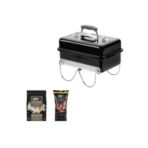 Picture of Pack WEBER Charcoal Barbecue Go-anywhere Black - one bag of charcoal 10kg - fire cubes 22pcs