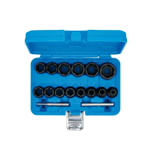 Picture of BGS TECHNIC Spiral Socket Set - broken screw extractor - 12,5mm (1/2") - 8/27mm - 16 pcs - 5269