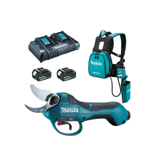 Picture of MAKITA 36V pruning shears - 2 batteries 18V 4.0Ah - 1 fast double charger DC18RD DUP361PM2