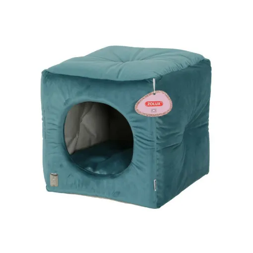 Picture of ZOLUX Chambord Cube for cats - Chesterfield Velvet - 35 x 35 cm - Peacock Green - 500247