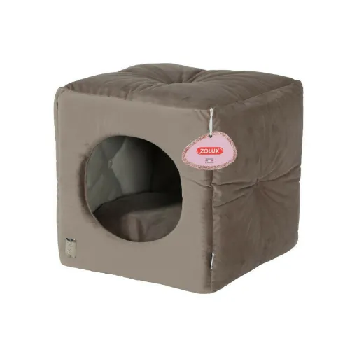 Picture of ZOLUX Chambord Cube for cats - Chesterfield Velvet - 35 x 35 cm - Taupe - 500246