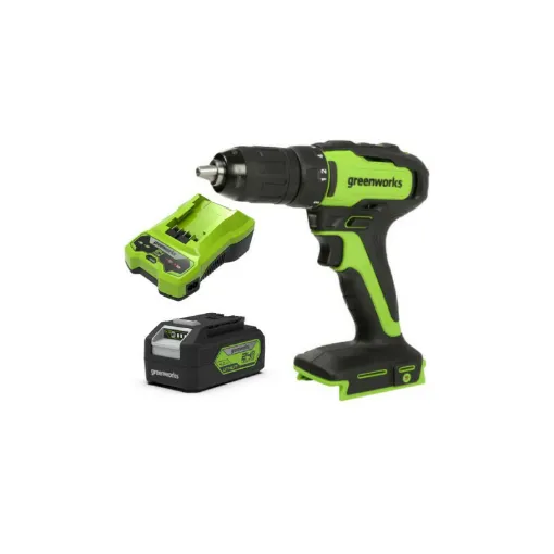 Picture of Pack GREENWORKS 24V Brushless Drill GD24DD35 - 1 battery 4.0Ah - 1 charger