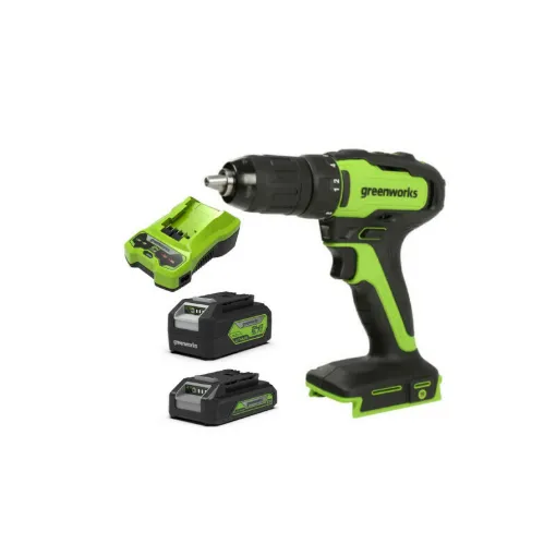 Picture of Pack GREENWORKS 24V Brushless Drill GD24DD35 - 2 batteries 4.0Ah and 2.0Ah - 1 charger