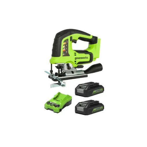 Picture of Pack GREENWORKS Jigsaw 24V Brushless GD24JS - 2 batteries 2,0Ah - 1 charger