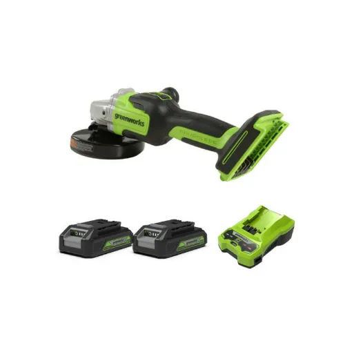 Picture of Pack GREENWORKS Angle grinder 24V Brushless GD24AG - 125mm - 2 batteries 2.0Ah - 1 charger