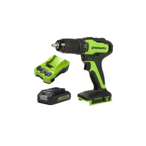 Picture of Pack GREENWORKS 24V Brushless Drill GD24DD35 - 1 battery 2.0Ah - 1 charger