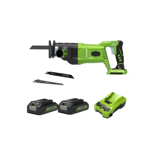 Picture of Pack GREENWORKS Sabre saw 24V Brushless GD24RS - 2 batteries 2.0Ah - 1 charger