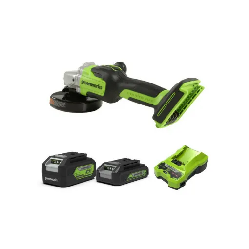 Picture of Pack GREENWORKS Angle grinder 24V Brushless GD24AG - 125mm - 2 batteries 4.0Ah and 2.0Ah - 1 charger