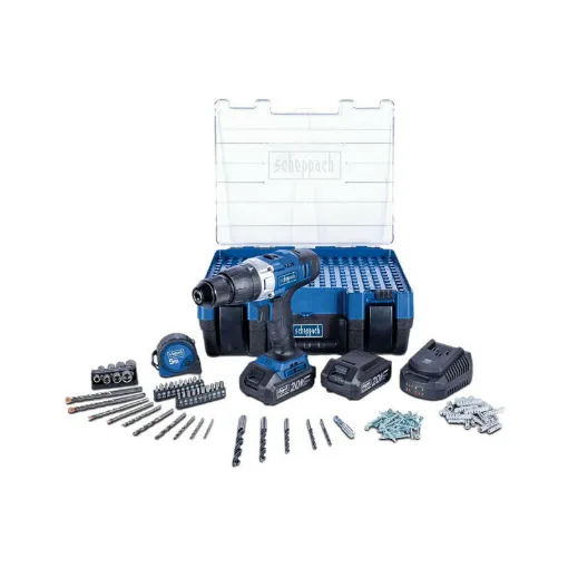 Picture of SCHEPPACH 20V Pro Series Hammer Drill - 2 Batteries 4,0 Ah - 1 Quick Charger - Set of 206 accessories - DTB20-20ProS