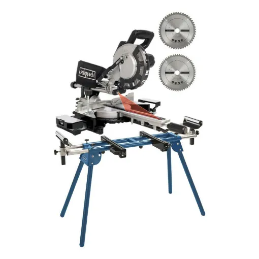 Picture of Pack SCHEPPACH Radial mitre saw - 2000W - 2 blades - 216 mm - HM216 - Black Edition - Support UMF1600