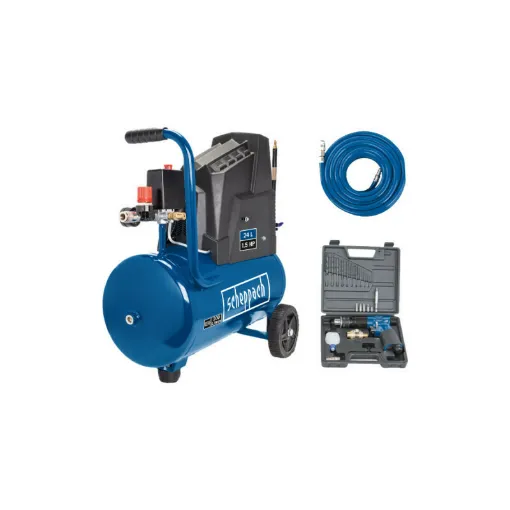 Picture of Pack SCHEPPACH Compressor - 24L - 1100W - HC30ox - Hose - 15m - Pneumatic drill