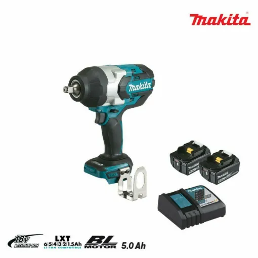 Picture of MAKITA 18V brushless impact bolter - 2 batteries BL1850B 5.0Ah - 1 fast charger DC18RC DTW1002RTJ