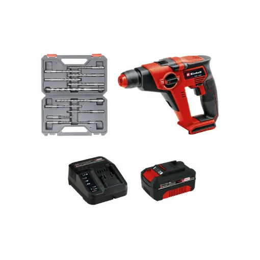 Picture of Pack EINHELL 18V Power X-Change Hammer Drill - TE-HD 18/12 Li-Solo - Starter Kit Power 4.0Ah - Set of 12 SDS Plus bits