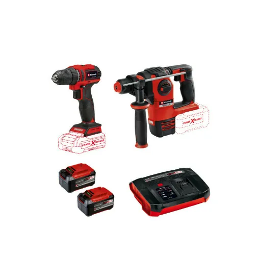 Picture of Pack EINHELL 18V Power X-Change - Screwdriver - Hammer drill - 2 batteries 5.2 Ah Twinpack - 1 Booster charger