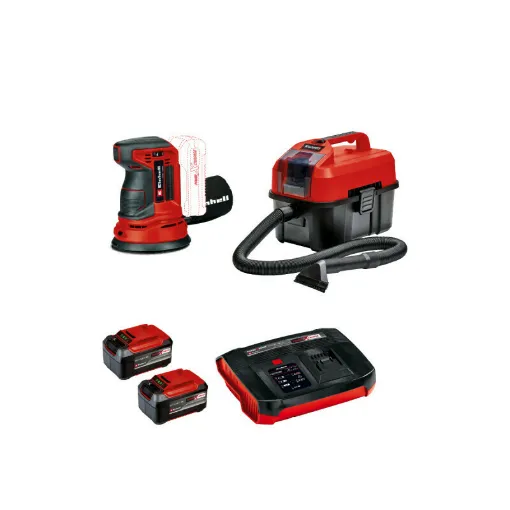 Picture of Pack EINHELL 18V Power X-Change - Eccentric sander - Wet/dry vacuum cleaner - 10L - 2 batteries 5.2Ah - 1 Booster charge