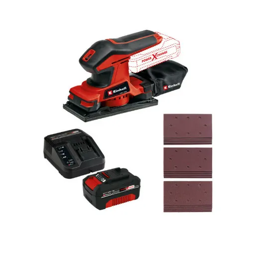 Picture of Pack EINHELL Vibratory Sander 18V Power X-Change TC-OS 18/187 Li-Solo - Starter Kit Power 4.0Ah - Set 15 abrasives