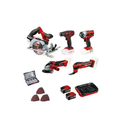 Picture of Pack 5 tools EINHELL 18V Power X-Change - 2 batteries 5.2 Ah Twinpack - 1 booster charger - Accessories