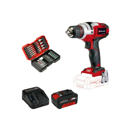 Picture of Pack EINHELL 18V Power X-Change drill/driver - TE-CD 18 Li E-Solo - Starter Kit Power 4.0Ah - Box 34 accessories