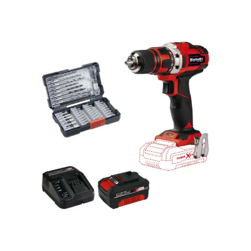 Picture of Pack EINHELL 18V Power X-Change drill/driver - 18/40 Li-Solo - Starter Kit Power 4.0Ah - Box 39 accessories