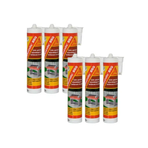 Picture of Set of 6 adhesives for assembling small stone barbecues - SIKA SikaColle BBQ - Light beige - 500g