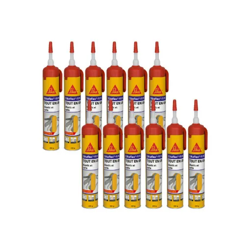 Picture of Set of 12 SIKA Sikaflex 11 FC Purform multi-purpose glues - without gun - White - 260 g