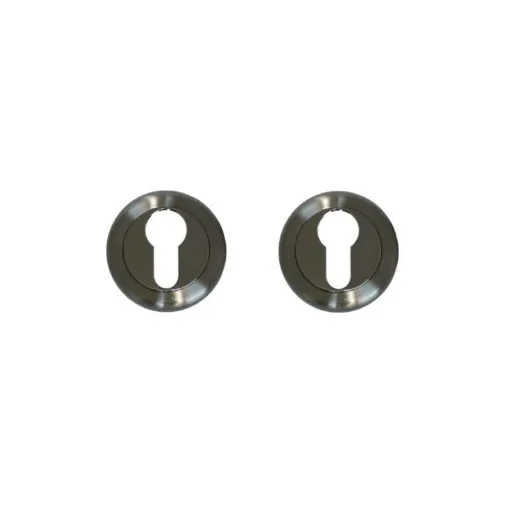 Picture of Pair of round door rosettes - Cylinder - Matte Nickel and Chrome