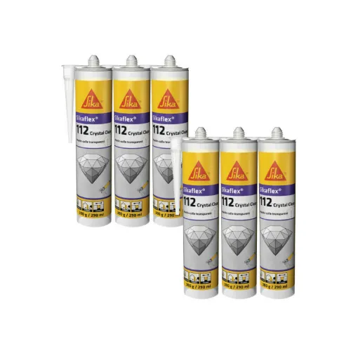 Picture of Set of 6 SIKA Sikaflex-112 Crystal clear mastic adhesives - Transparent - 290ml