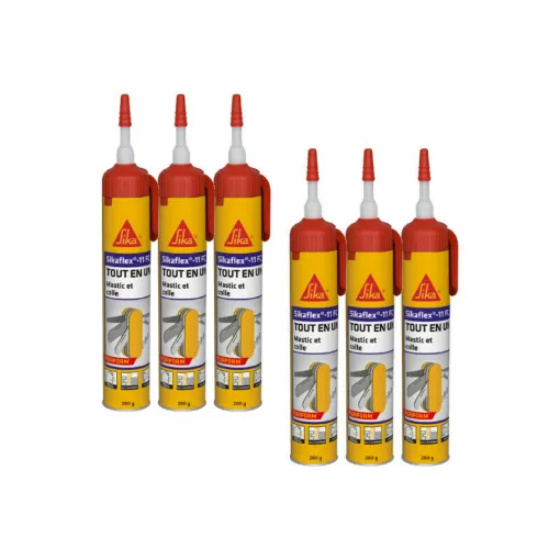 Picture of Set of 6 SIKA Sikaflex 11 FC Purform multi-purpose glues - without gun - White - 260 g