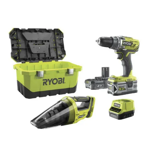 Picture of NEW PRODUCT - DAMAGED PACKAGE - Pack RYOBI 18V OnePlus - Drill-driver - Vacuum cleaner - 2 batteries - Quick charger