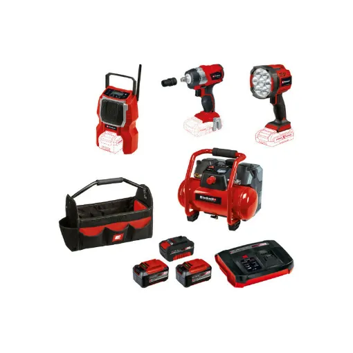 Picture of Pack EINHELL 18V Power X-Change - 4 tools - 2 batteries 5.2Ah - 1 battery 4.0Ah - Booster charger - Tool bag