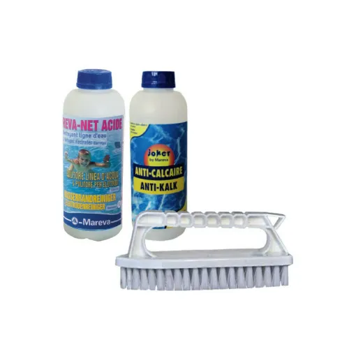 Picture of MAREVA cleaning pack for pool walls - Multi-purpose brush - Water line cleaner - Anti-limescale