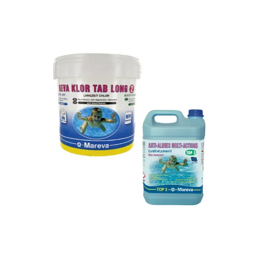 Picture of Pack MAREVA Long lasting disinfectant Reva-Klor tab long 2 - 500g - Top 3 Anti-algae multi-actions - 5 L