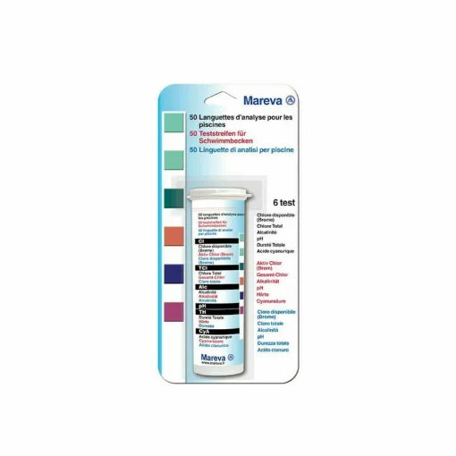 Picture of MAREVA pool test strips - 6 tests - 50 strips - 204187