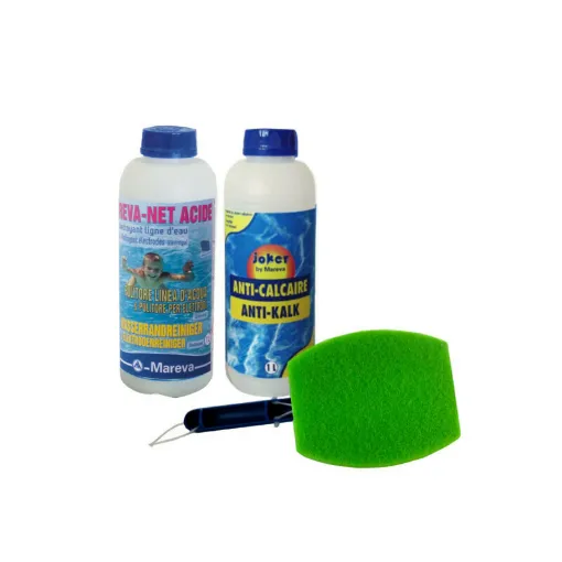 Picture of MAREVA cleaning pack for pool walls - Detergent brush - Water line cleaner - Anti-limescale