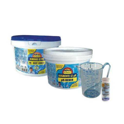 Picture of MAREVA Joker balancing pack for swimming pool water - pH reducer - pH booster - Revacil tabs - Measuring jug