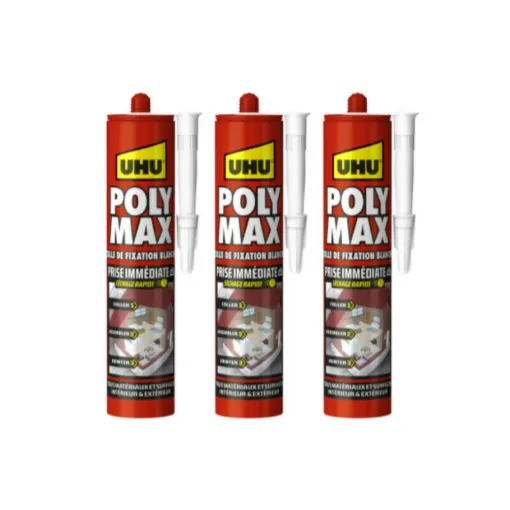 Picture of Set of 3 Polymax UHU Instant Set Adhesives White cartridge - 425 g