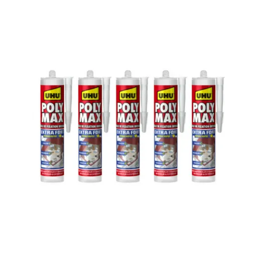 Picture of Set of 5 Extra Strong Polymax UHU Invisible mastic adhesives - 300 g