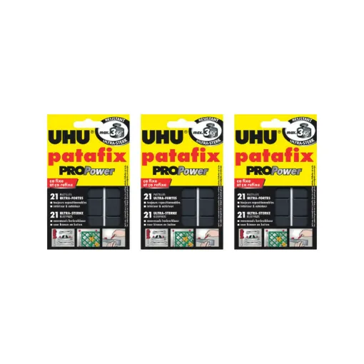 Picture of Set of 3 UHU Propower Black Patafix - 21 pellets