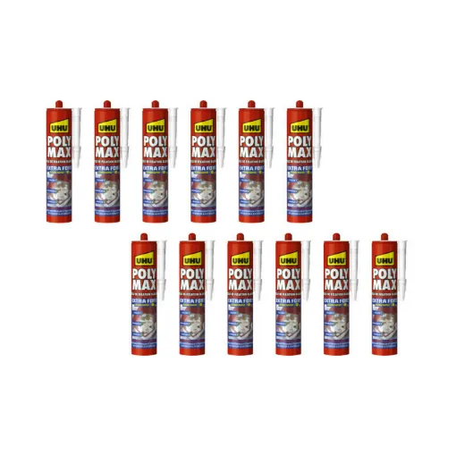 Picture of Pack of 12 Polymax UHU Extra Strong Adhesives - White - 425 g