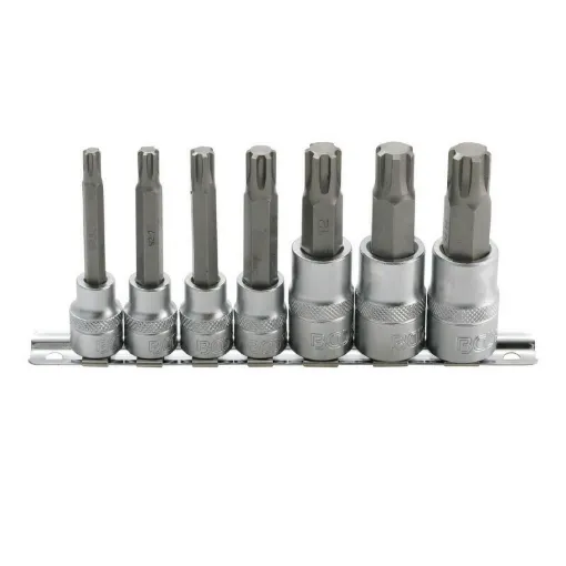 Picture of BGS TECHNIC Bit Socket Set for Ribe - 10mm (3/8") 12,5mm (1/2") - M6/M14 fluted profile - 7 pcs - 5185