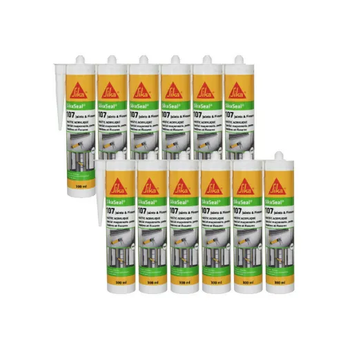 Picture of Batch of 12 SIKA Sikaseal 107 Joint and Crack acrylic sealants - White - 300ml