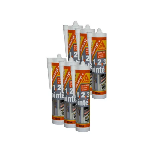 Picture of Set of 6 SIKA Sikacryl Plus acrylic sealants - White - 6 x 300ml