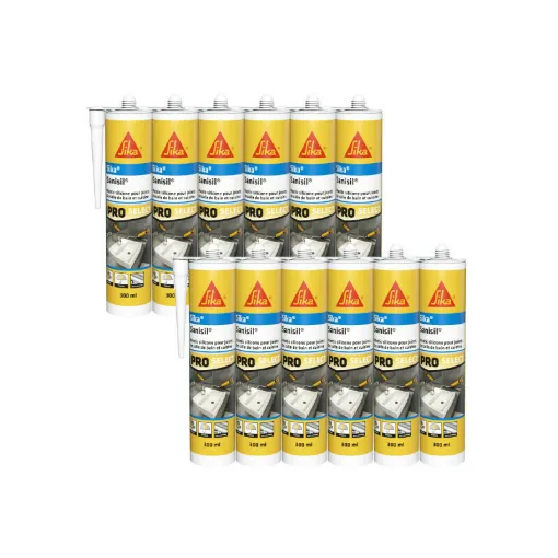 Picture of Set of 12 SIKA Sanisil anti-mould silicone sealants - White - 300ml