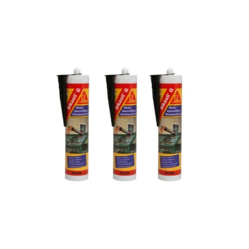 Picture of Set of 3 Silicone Elastic Sealants - SIKA Sikasil G - Black - 300ml