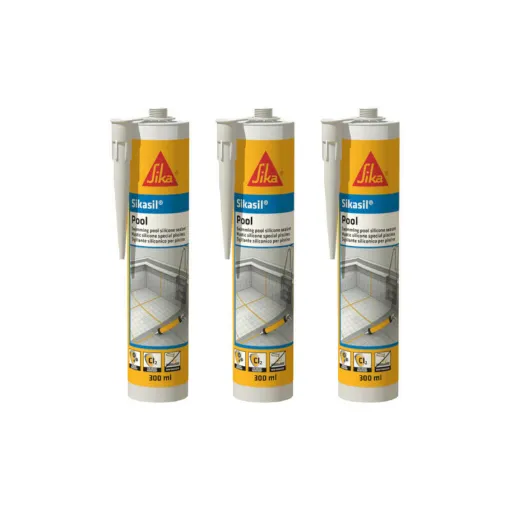 Picture of Set of 3 SIKA Sikasil Pool Silicone Sealants - Transparent Pool Sealant - 300ml