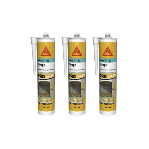 Picture of Set of 3 elastic silicone sealants - SIKA Sikasil G - Transparent - 300ml